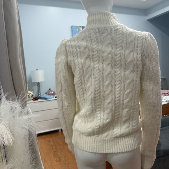 Ann Taylor Ivory Cable Knit Turtleneck Sweater - Picture 3 of 4